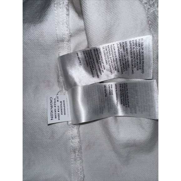 Calvin Klein Logo Jeans Trucker Jacket Red Monogram CK Logo Denim Distressed - Picture 8 of 10